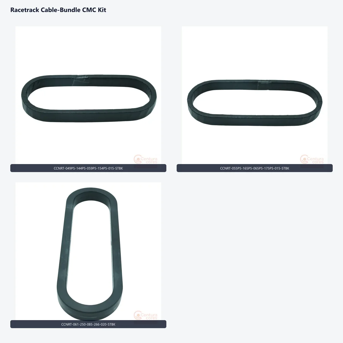 CenturaCores Racetrack Cable-Bundle CMC Kit with three nanocrystalline racetrack cores.
