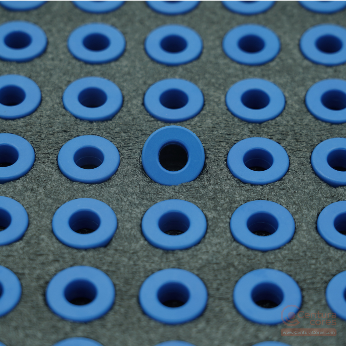 CenturaCores CCNT-030-020-015-MFBL nanocrystalline toroidal cores organized in precision ESD foam tray bulk packaging.