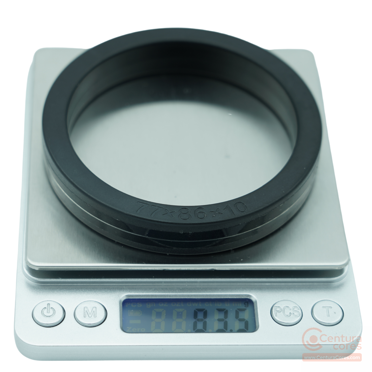 Scale check of CenturaCores CCNT-086-077-010-STBK nanocrystalline toroidal core.