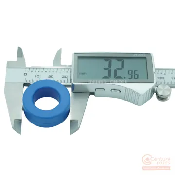 Digital caliper outer dimension measurement check on CenturaCores nanocrystalline toroidal core CCNT-030-020-010-MFBL.