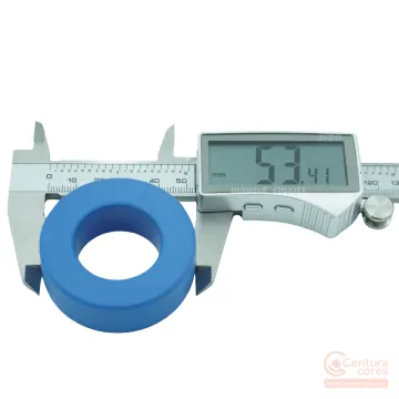 Digital caliper outer dimension measurement check on CenturaCores nanocrystalline toroidal core CCNT-050-032-015-MFBL.