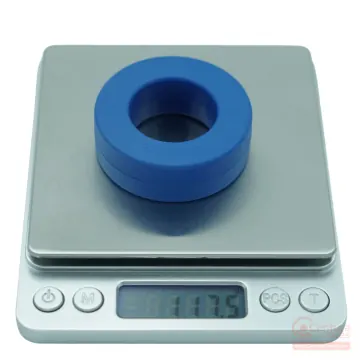 Digital scale mass measurement showing sample weight for CenturaCores nanocrystalline toroid CCNT-050-032-015-MFBL.