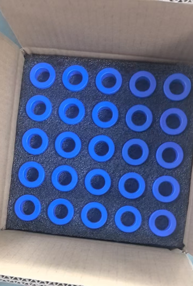Foam-lined corrugated export carton fully loaded with isolated nanocrystalline cores ready for international freight